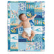 Surfer Baby Blankets, Surfboard Baby Blanket, Personalized Baby Blankets for Boys Surfing, Custom Baby Blankets Name for Girls, Beach Swaddle Blanket, Blue Plush Blankets for Newborn Toddlers Kids