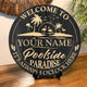 MeMate Pool Signs Personalized Name Text Wooden Sign Outdoor, Poolside Decor, Customized Pool Sign, Swimming Pool Decorations for Wall, Wood Plaque for Backyards Patio Housewarming