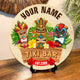 MeMate Custom Tiki Bar Sign - Personalized Wooden Name Sign for Tiki Lounge, Backyard, Patio, Beach Bar, Party Decors - Vintage Rustic Round Printed Wood Signs Wall Hanging Decorative