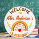 MeMate Personalized Teacher Sign, Classroom Door Wooden Sign, Personalized Teacher Name Sign for Classroom Door Decorations, Wood Custom Teacher Signs Plaque Decor with Name, Boho Rainbow Classroom Decor