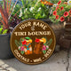 MeMate Custom Tiki Bar Sign - Personalized Wooden Name Sign for Backyard, Patio, Tiki Lounge, Beach, Party Decors - Rustic Round Printed Wood Signs Wall Hanging Decorative