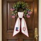 Patriotic Wreath Sash for Front Door, Western Cowboy US Flag Door Wreath Decor, 54x5 in Personalized Initial Wreath Ribbon, Monogram Embroidered Sash for Holiday, 4th of July Wreath Sashes, Housewarming Gifts