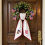 Patriotic Wreath Sash for Front Door, Highland Cow with US Flag Door Wreath Decor, 54x5 in Personalized Initial Wreath Ribbon, Monogram Embroidered Sash for Holiday, 4th of July Wreath Sashes, Housewarming Gifts