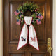 Chihuahua with US Flag Wreath Sash for Front Door, Personalized Initial Name Wreath Sash, Patriotic Wreath Sash, Monogramed Embroidered Ribbon with Adjustable Bow Knot Farmhouse Door Wreath Decor, 4th July Gift for Family Friends