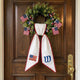 US Flag Door Wreath Decor, Patriotic Wreath Sash for Front Door, 54x5 in Personalized Initial Wreath Ribbon, Poppy Flowers Monogram Embroidered Sash for Holiday, 4th of July Wreath Sashes
