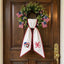 Patriotic Wreath Sash for Front Door, Red White Blue Flowers US Flag Door Wreath Decor, 54x5 in Personalized Initial Wreath Ribbon, Monogram Embroidered Sash for Holiday, 4th of July Wreath Sashes, Housewarming Gifts