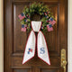Patriotic Wreath Sash for Front Door, Bow with US Flag Door Wreath Decor, 54x5 in Personalized Initial Wreath Ribbon, Monogram Embroidered Sash for Holiday, 4th of July Wreath Sashes, Housewarming Gifts