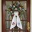 Patriotic Wreath Sash for Front Door, Highland Cow with US Flag Door Wreath Decor, 54x5 in Personalized Initial Wreath Ribbon, Monogram Embroidered Sash for Holiday, 4th of July Wreath Sashes, Housewarming Gifts