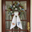 Golden Retriever with US Flag Wreath Sash for Front Door, Personalized Initial Name Wreath Sash, Patriotic Wreath Sash, Monogramed Embroidered Ribbon with Adjustable Bow Knot Farmhouse Door Wreath Decor, 4th July Gift for Family Friends
