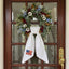 US Flag Door Wreath Decor, Patriotic Wreath Sash for Front Door, 54x5 in Personalized Initial Wreath Ribbon, Poppy Flowers Monogram Embroidered Sash for Holiday, 4th of July Wreath Sashes