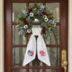 Patriotic Wreath Sash for Front Door, Red White Blue Flowers US Flag Door Wreath Decor, 54x5 in Personalized Initial Wreath Ribbon, Monogram Embroidered Sash for Holiday, 4th of July Wreath Sashes, Housewarming Gifts