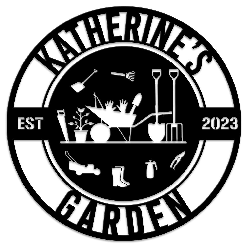 MeMate Garden Signs, Personalized Metal Signs, Garden Sign to Personalize, Large Sign for She Shed Garden, Customized Name Wall Art for Garden Outdoor Decor, Personalized Outdoor Plaque