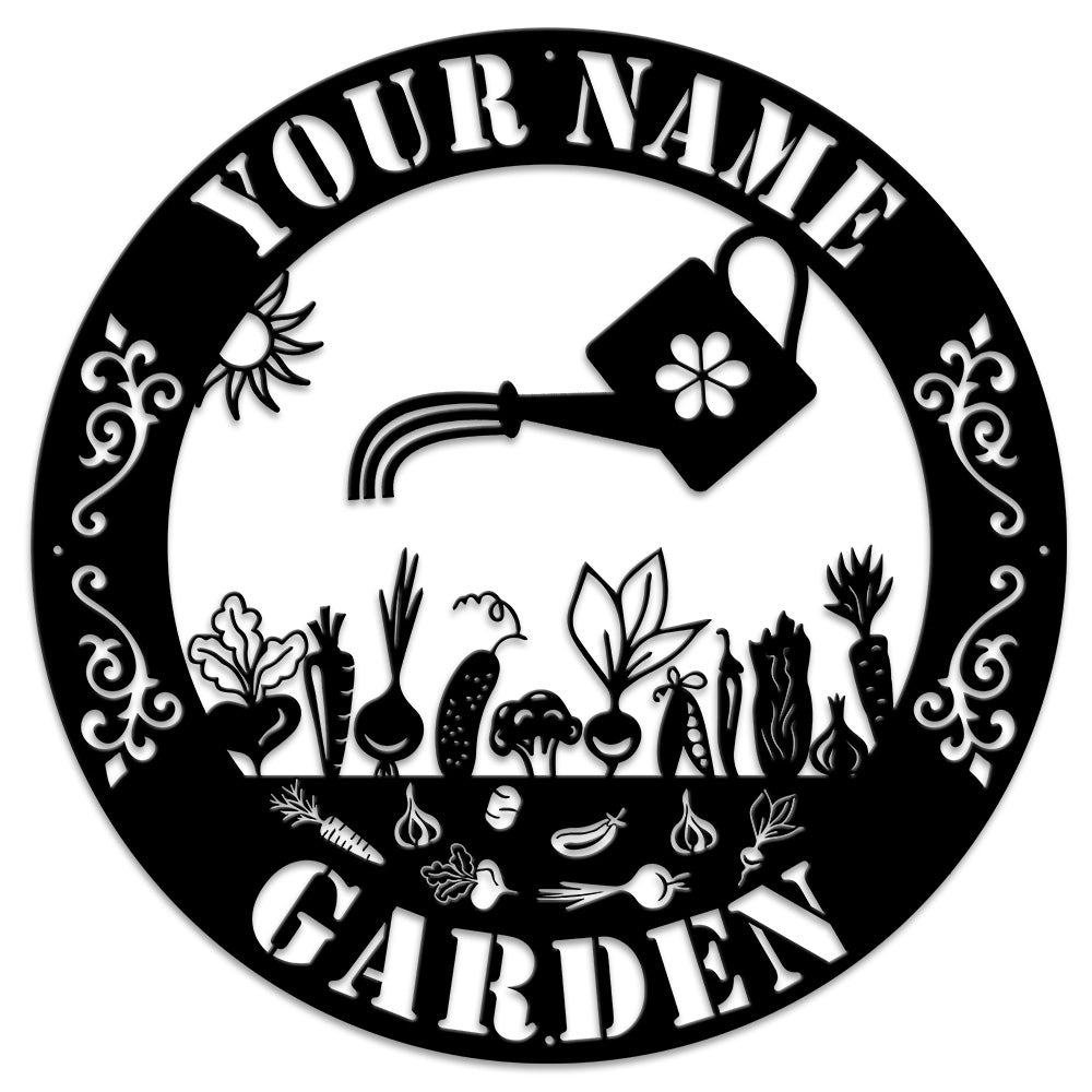 MeMate Personalized Metal Sign for Garden, Flowers Garden Sign Metal, Custom Name Signs for Garden, Potting Shed, Porch, Deck, Large Metal Garden Sign