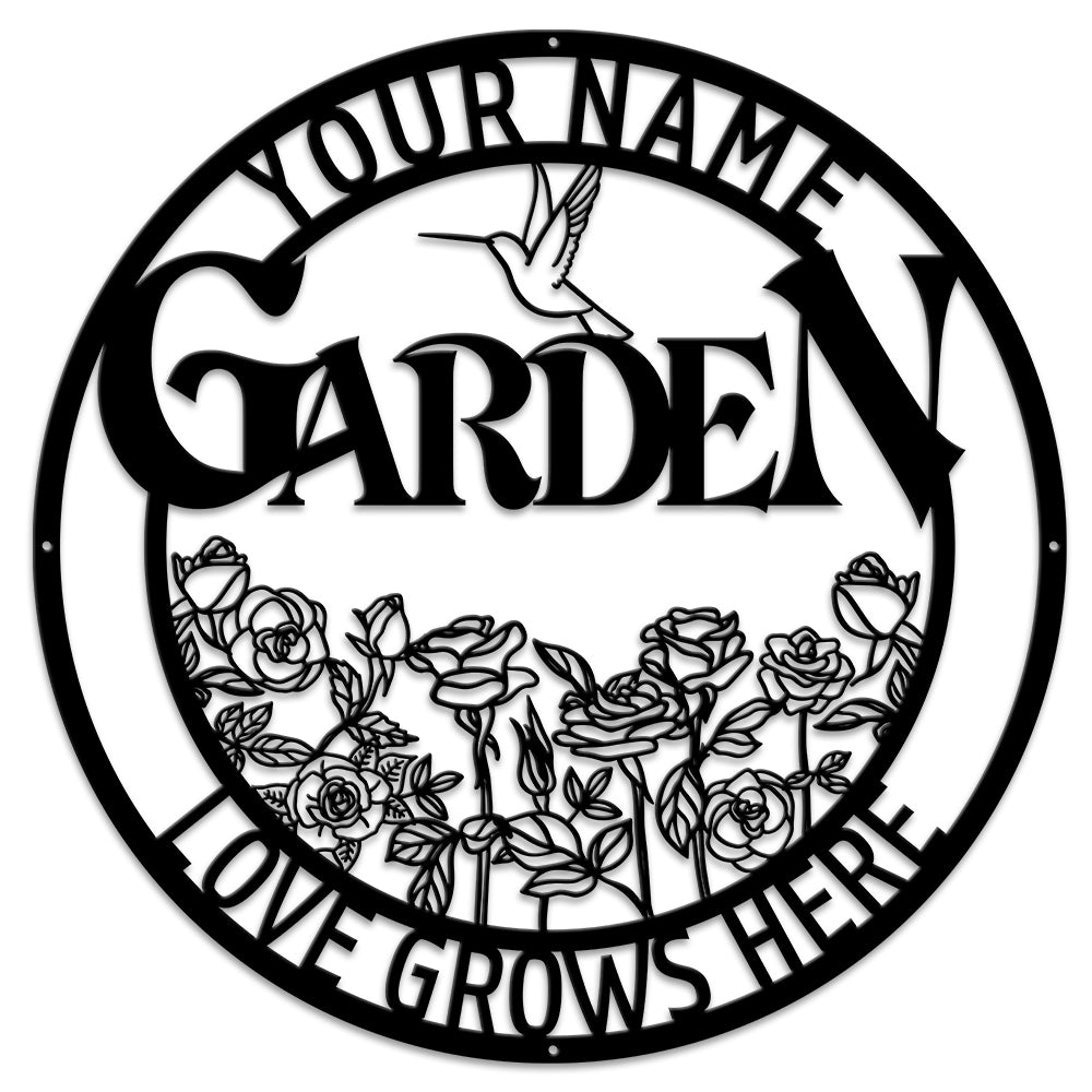 MeMate Large Garden Sign, Metal Garden Signs to Personalize, Personalized Signs, Garden Sign for Vegetable She Shed, Customized Name Wall Art Outdoor Decor, Plaque Mom Grandma,Rose Garden