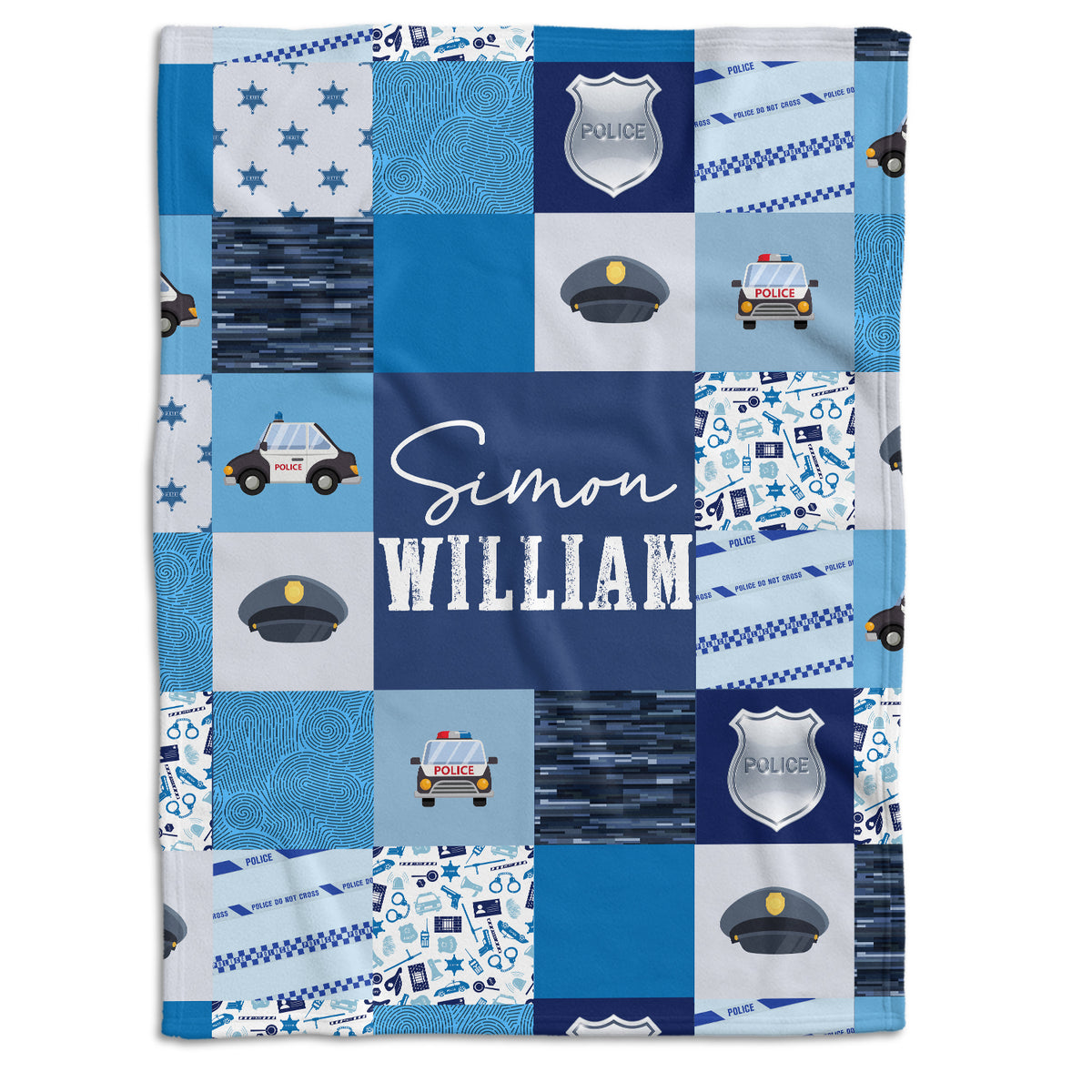 Police Baby Blankets, Blue Baby Blanket, Personalized Baby Blankets for Boys, Custom Baby Blankets Name, Swaddle Blanket for Girls, Plush Blankets for Baby Girl Boy Daughter Son Toddlers Kids