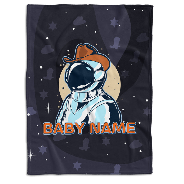Baby Western Blankets, Cowboy Baby Blankets, Personalized Astronaut Baby Blankets for Boys Girls, Baby Boy Stuff, Custom Baby Blankets Name Fleece Blankets for Infant Newborn Son Daughte