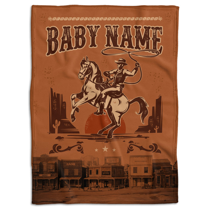 Baby Western Blankets, Cowboy Baby Blankets, Personalized Country Baby Blankets for Boys Girls, Baby Boy Stuff, Custom Baby Blankets Name Fleece Blankets for Infant Newborn Son Daughter