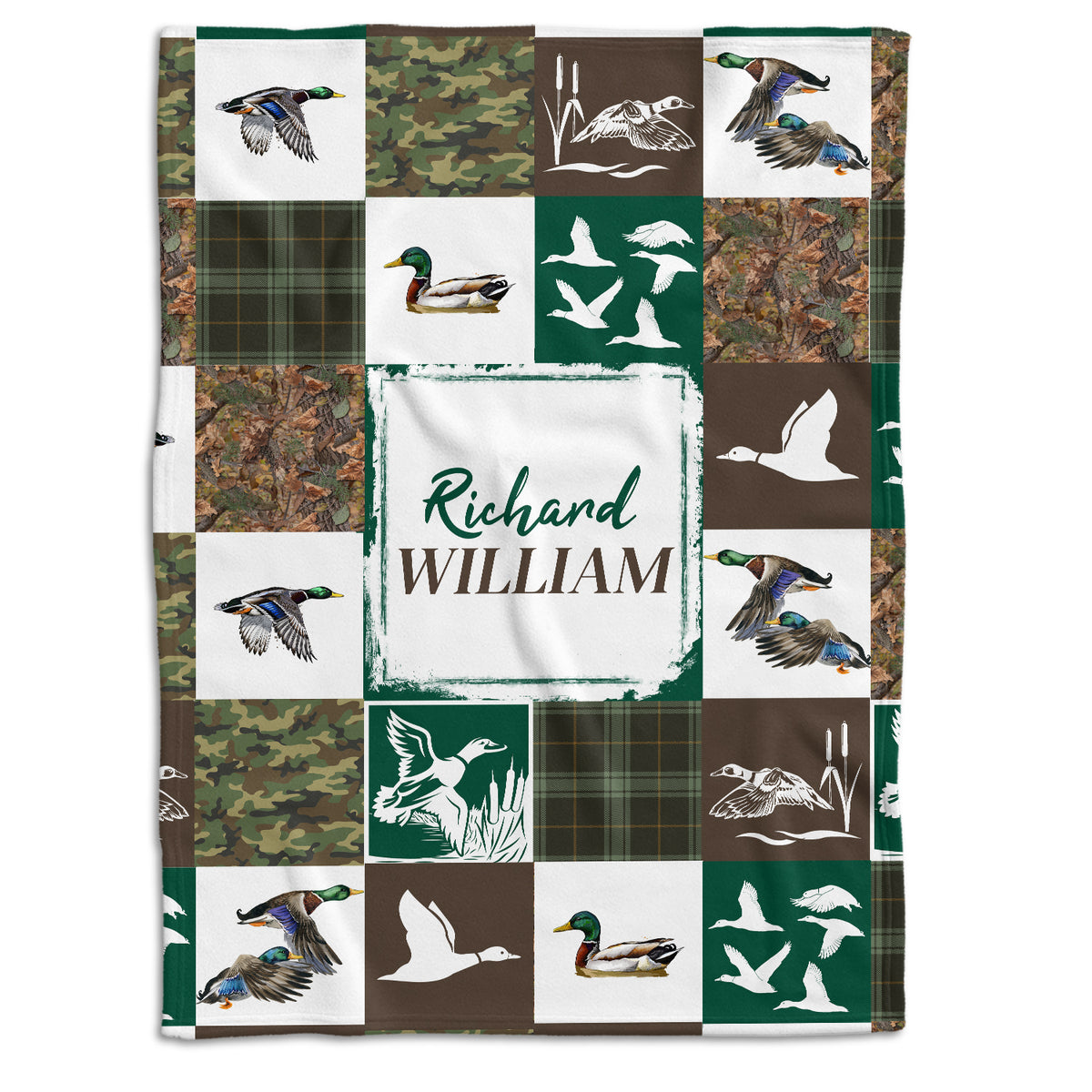 Hunting Baby Blanket, Personalized Baby Blankets for Boys, Hunting Duck Baby Blanket Name, Custom Baby Blankets Name for Girls, Camo Swaddle Blanket, Plush Blankets for Baby Boy Son Daughter Newborn