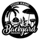 MeMate Metal Backyard Paradise Sign to Personalize, Personalized Backyard Metal Signs Kitchen Decor, Custom Name Outdoor Plaques