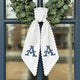 Monogram Wreath Sash Bow for Front Door, Personalized Initial Name Wreath Sash, Monogramed Embroidered Ribbon with Adjustable Bow Knot Farmhouse Door Wreath Decor, Gift for Family Friends
