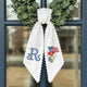 US Flag With Flowers Wreath Sash for Front Door, Patriotic Wreath Sash 54x5 Inch, Personalized Embroidered Monogram Sash, Independence Day Front Door Decor, America Flag with Bow Wreath Sashes