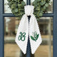 Lily Of The Valley Wreath Sash for Front Door, Embroidered Flowers Wreath Sash 54x5 Inch, Personalized Initial Monogram Sash Front Door Decor, Bow Wreath Sashes