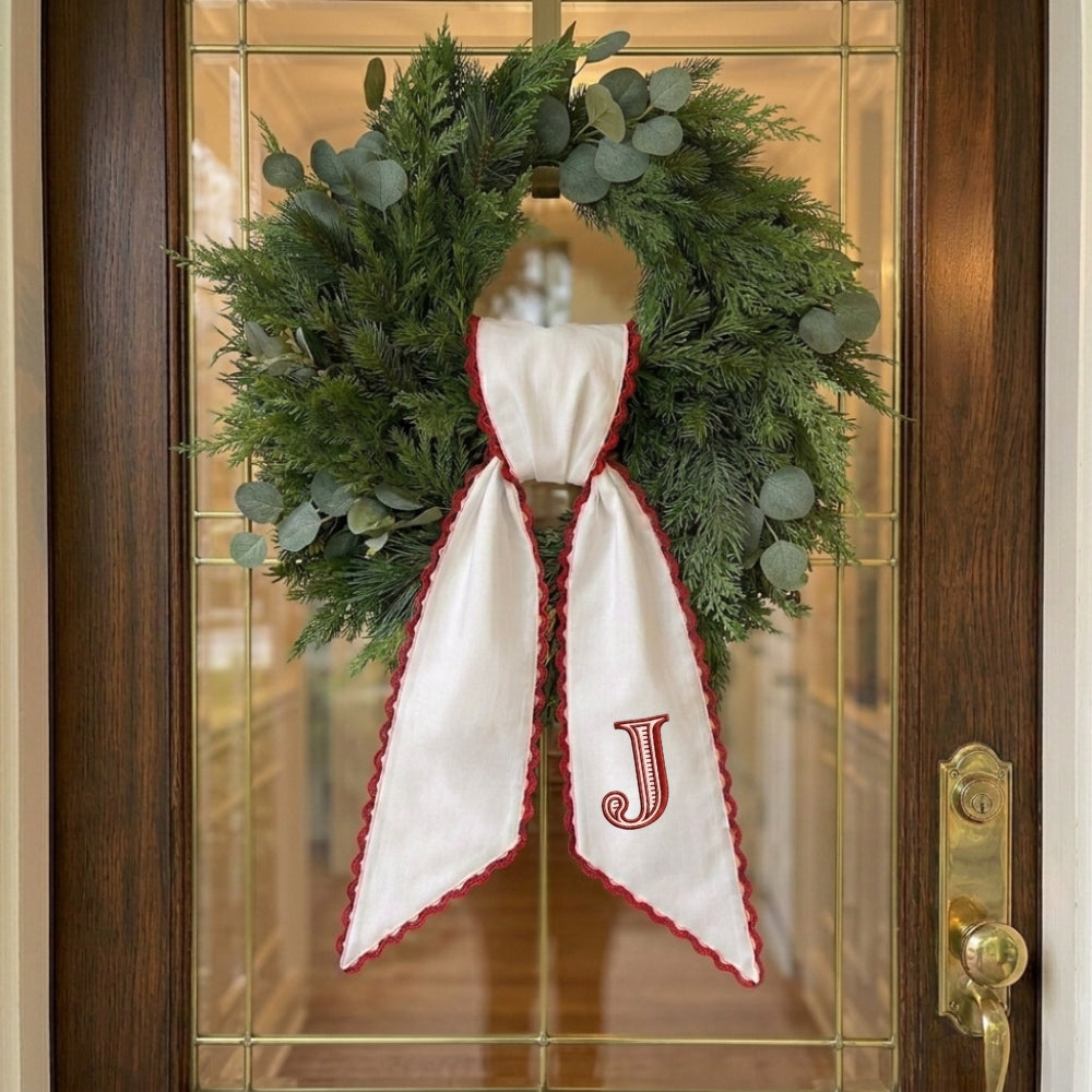 Beagle with US Flag Wreath Sash for Front Door, Personalized Initial Name Wreath Sash, Patriotic Wreath Sash, Monogramed Embroidered Ribbon with Adjustable Bow Knot Farmhouse Door Wreath Decor, 4th July Gift for Family Friends