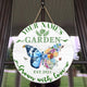 MeMate Garden Signs Outdoor Decor, Personalized Name Wooden Garden Sign, Butterfly Garden Decor, 4 Sizes Rustic Wood Plaque for Gardeners Gardening Lovers Housewarming Gifts