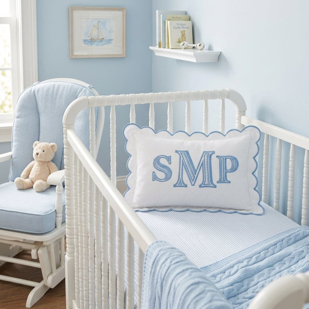 Monogram Pillow Covers, Custom Embroidered Initials Pillowcase, Personalized Pillow for Kids Boys Girls, Custom Text Embroidered Pillow Cover, Nursery Decor Cushion, Monogrammed Pillow, Baby Pillow