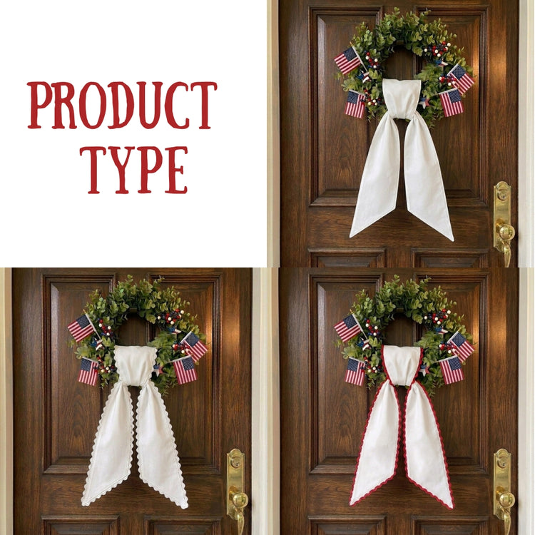 Patriotic Wreath Sash for Front Door, Highland Cow with US Flag Door Wreath Decor, 54x5 in Personalized Initial Wreath Ribbon, Monogram Embroidered Sash for Holiday, 4th of July Wreath Sashes, Housewarming Gifts