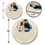 MeMate Custom Couple Photo Printed Wooden Sign Hanging Wall Decor - Personalized Round Rustic Wood Plaque Accessories for Anniversary, Christmas, Birthday, Newlyweds, Valentines Day