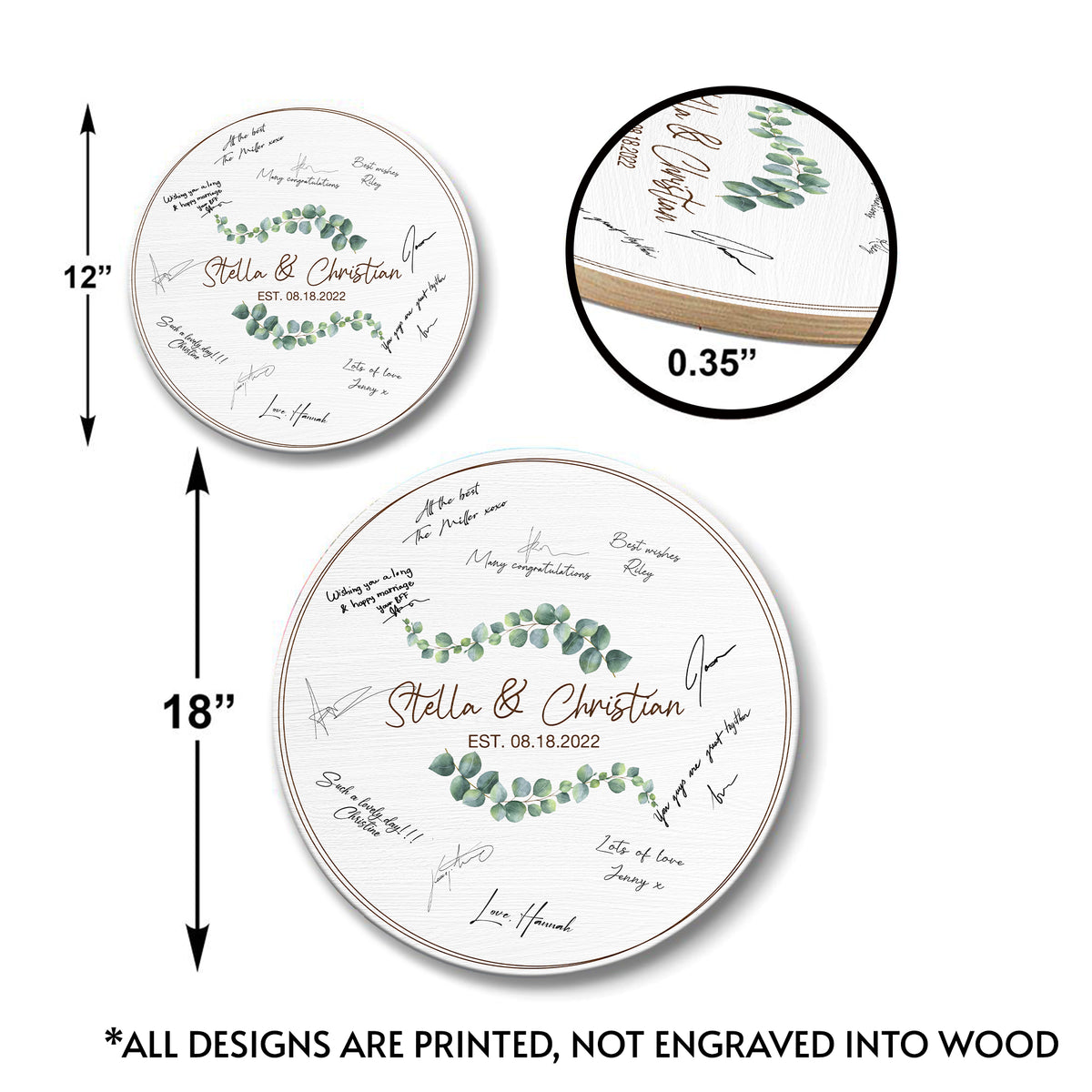 Memate Wedding Guestbook Alternative, Wedding Guest Books Personalized Name and Wedding Date, Wooden Wedding Sign Board for Signature, Custom Rustic Round Wooden Wedding Signs