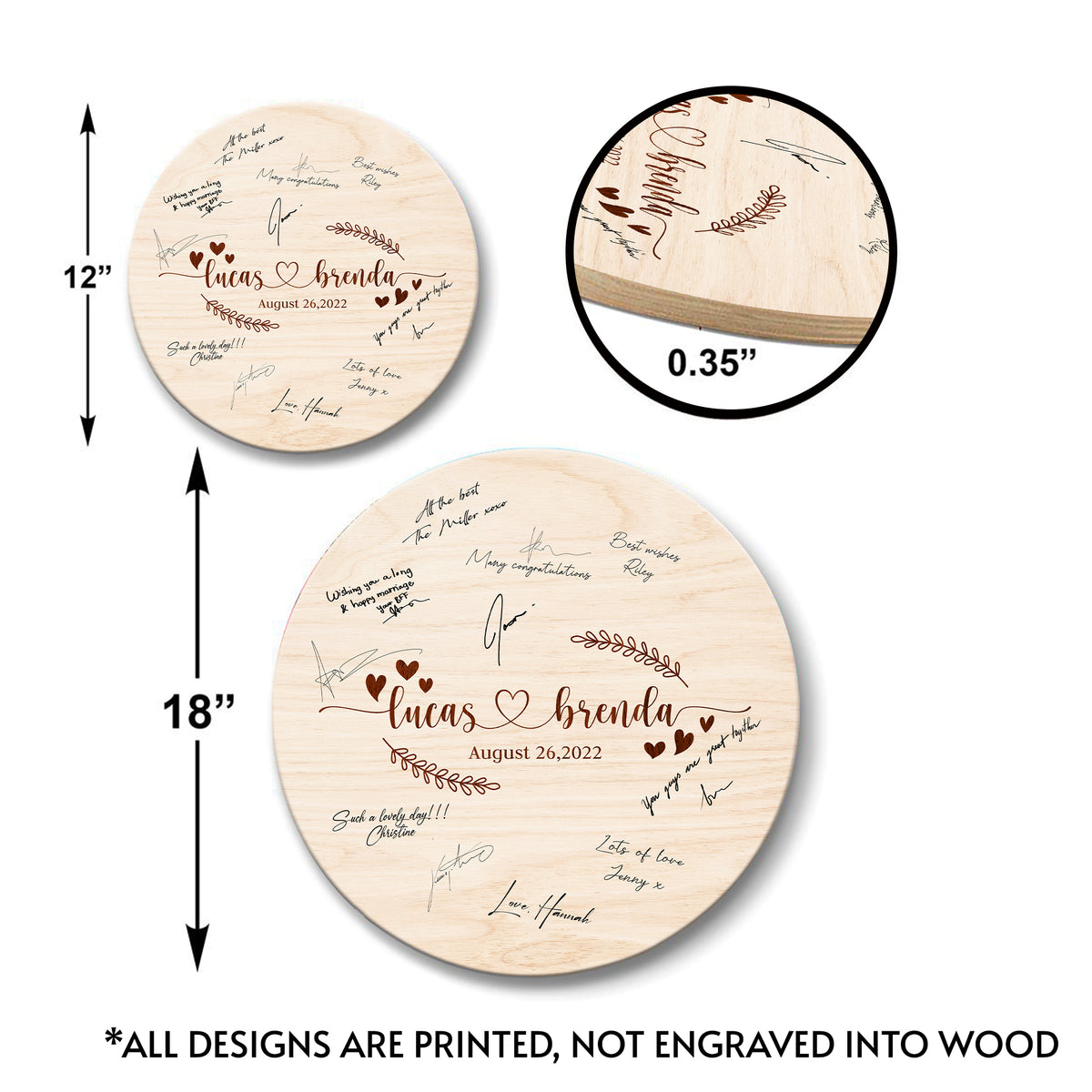 Memate Wedding Guestbook Alternative, Wedding Guest Books Personalized Name Date, Wooden Wedding Sign Board for Signature, Custom Rustic Round Wooden Wedding Signs for Couples