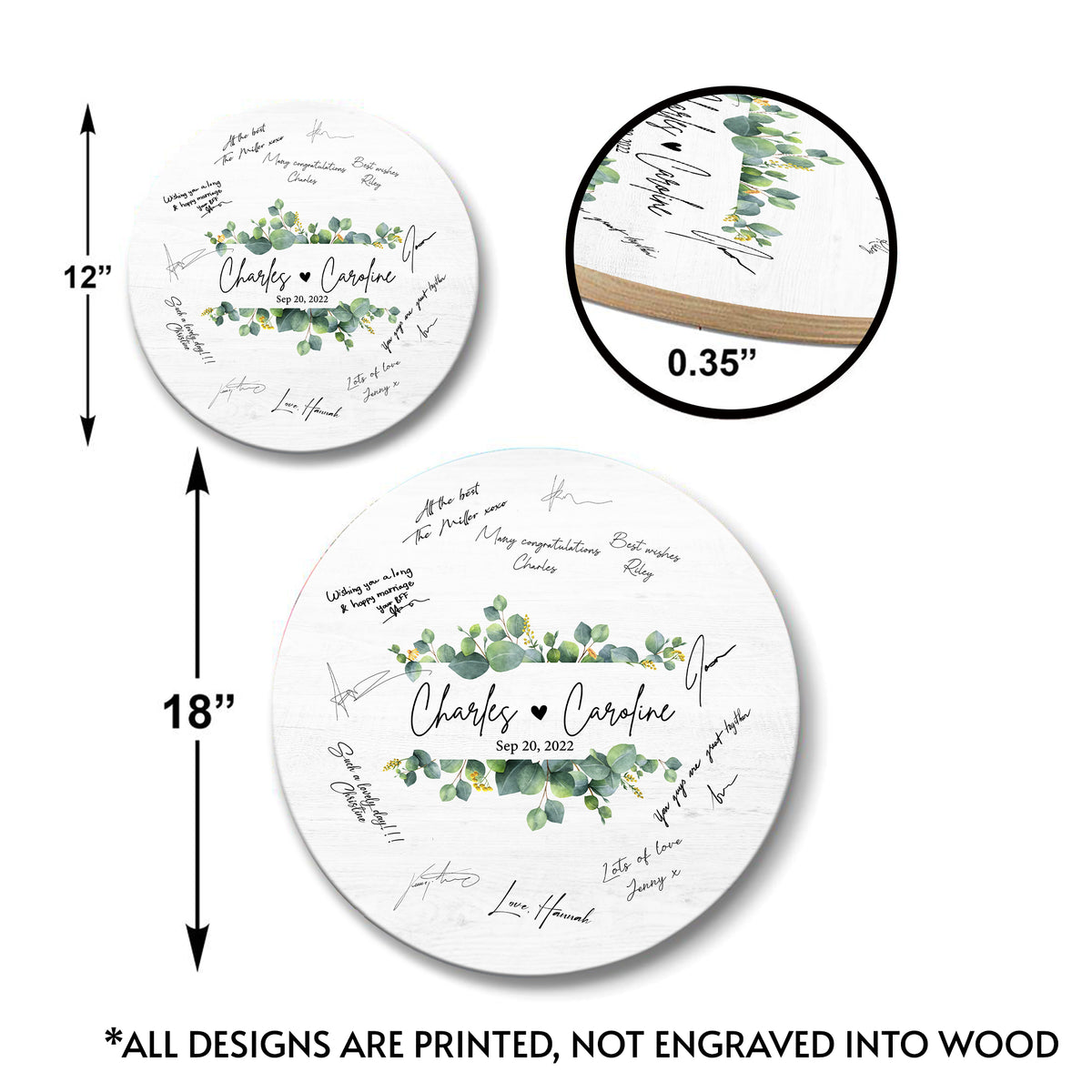 Memate Wedding Guestbook Alternative, Wedding Guest Books Personalized Name Date, Wooden Wedding Sign Board for Signature, Custom Rustic Round Wooden Wedding Signs