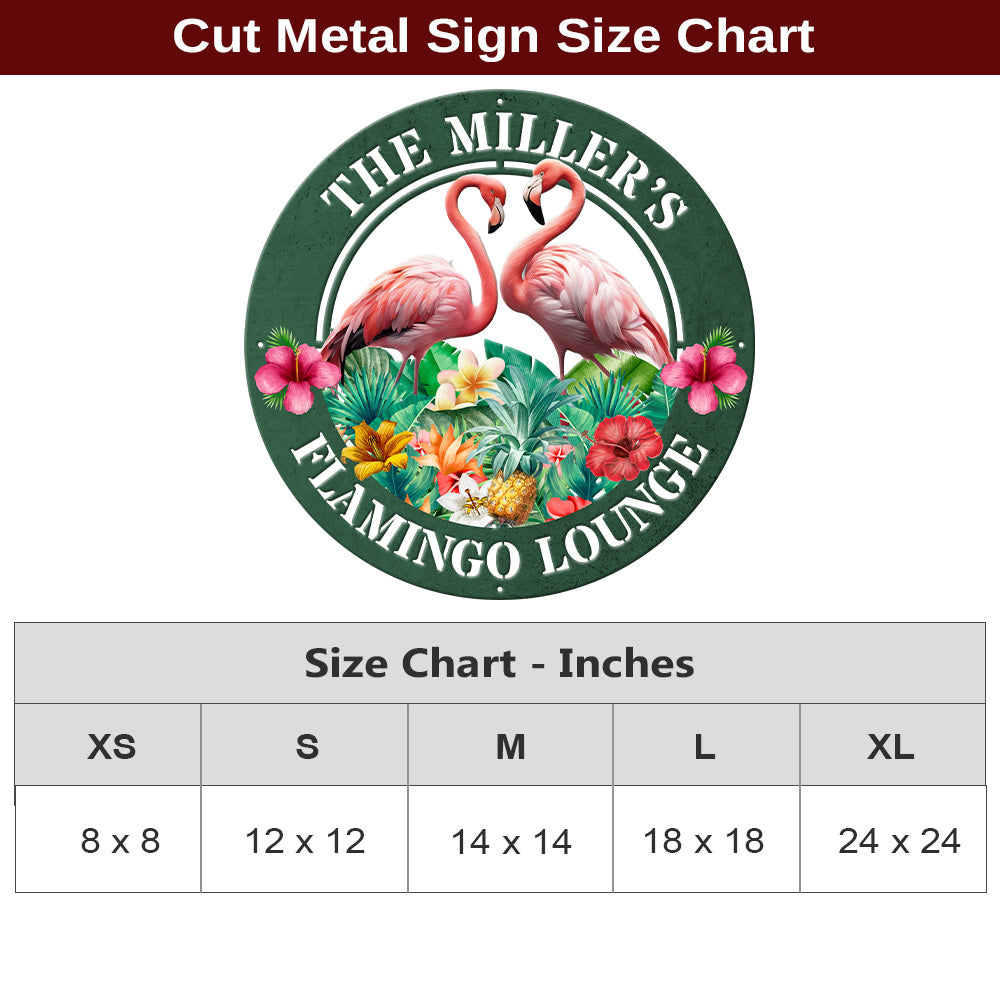MeMate Flamingo Lounge Metal Sign, Outdoor Décor for Backyard, Patio, Pool, Kitchen, Lounge, Personalized Name Outdoor Sign, Pink Flamingo Metal Sign Housewarming Gift for Family Friend