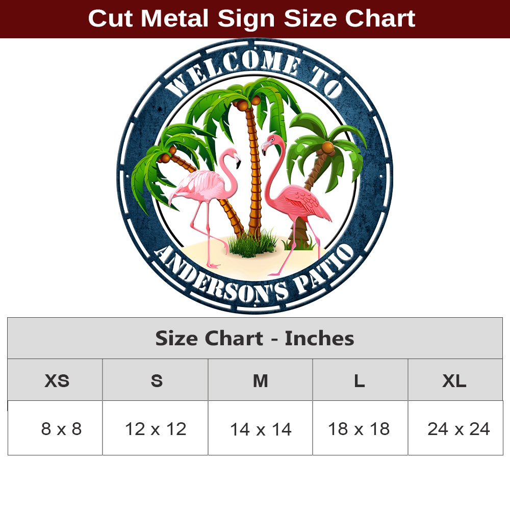 MeMate Flamingo Sign Metal, Flamingo Lounge Decor, Outdoor Décor for Backyard, Patio, Pool, Kitchen, Lounge, Personalized Name Outdoor Sign, Pink Flamingo Metal Sign Housewarming Gift for Family Friend