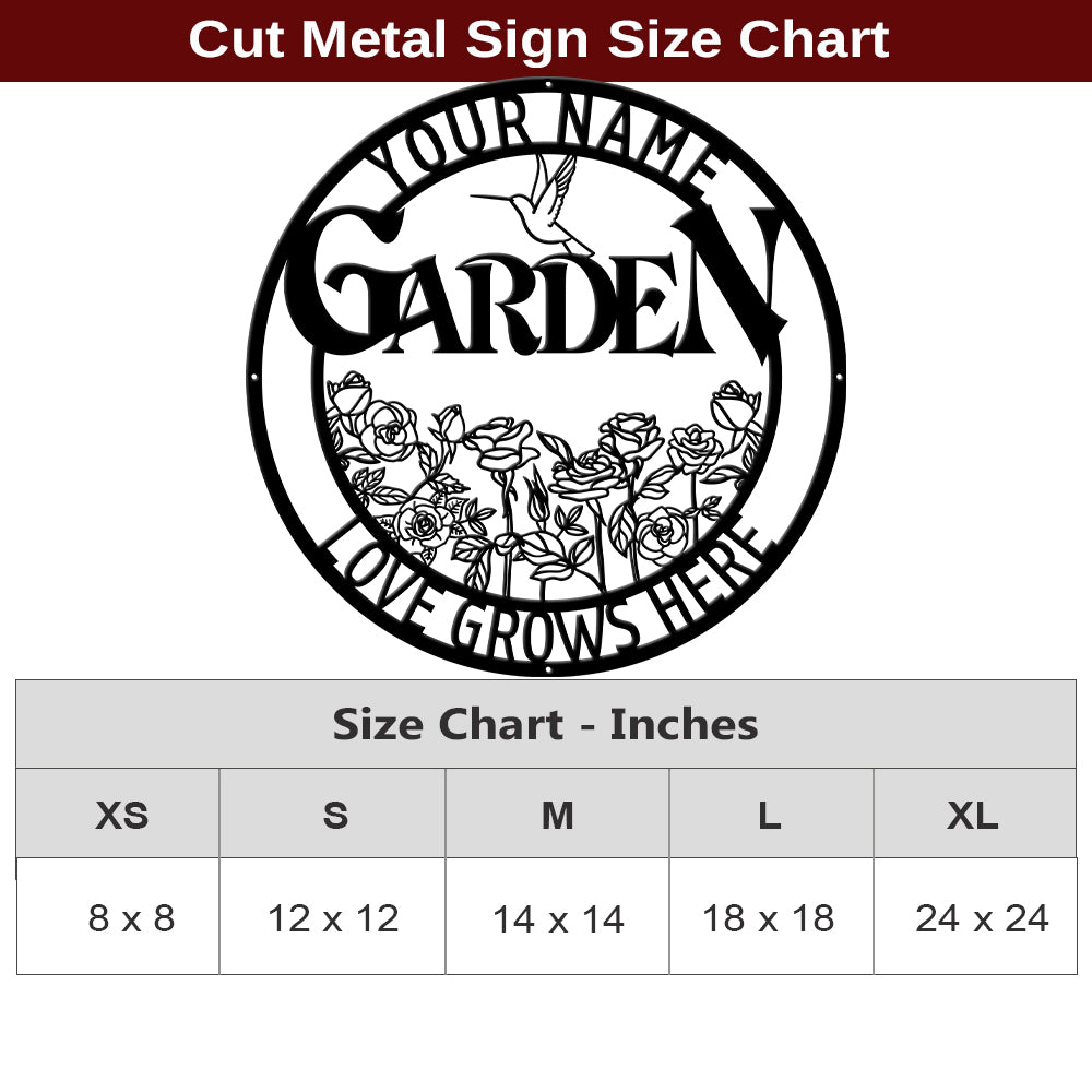 MeMate Large Garden Sign, Metal Garden Signs to Personalize, Personalized Signs, Garden Sign for Vegetable She Shed, Customized Name Wall Art Outdoor Decor, Plaque Mom Grandma,Rose Garden