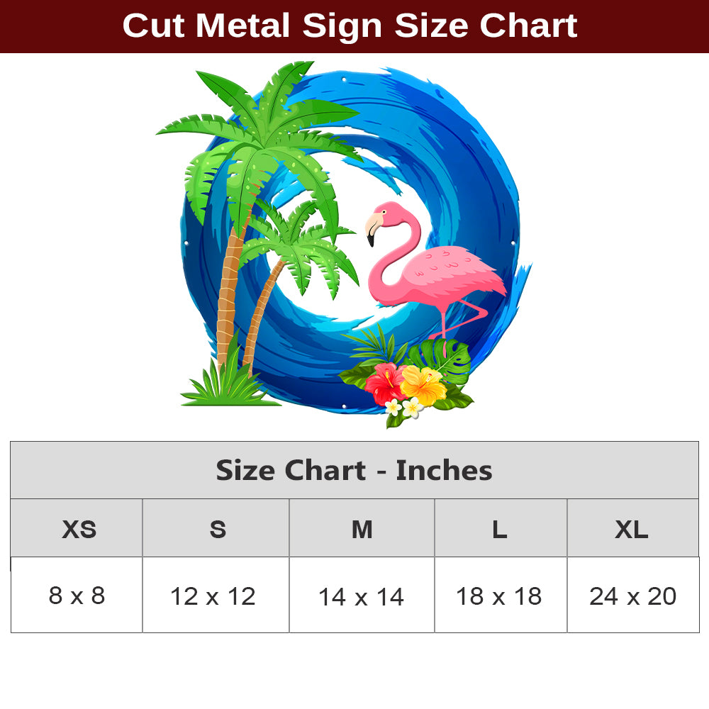 MeMate Pink Flamingo Sign Decor, Outdoor Décor for Backyard, Patio, Pool, Kitchen, Lounge, Flamingo Outdoor Sign, Metal Sign Housewarming Gift for Family Friend