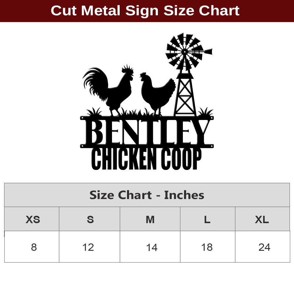 MeMate Chicken Coop Signs for Farmhouse Decoration, Hen House Decor, Metal Signs Outdoor Decor, Personalized Name Sign for Chicken Coops, 8-24 inches Large Metal Sign, Farm Sign, Housewarming Gifts