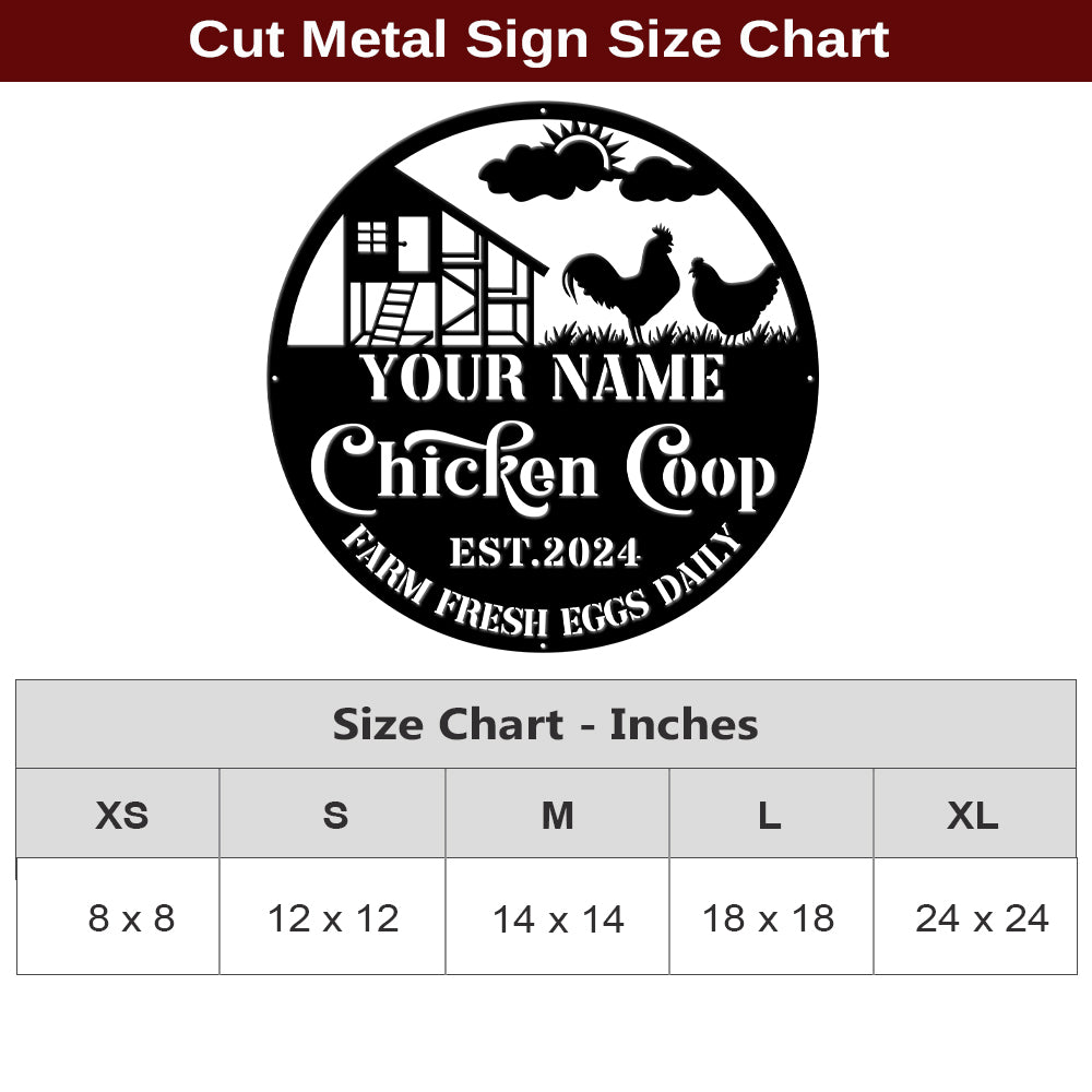 MeMate Chicken Coop Signs for Farmhouse Decoration, Hen House Decor, Metal Signs Outdoor Decor, Personalized Name Sign for Chicken Coops, 8-24 inches Large Metal Sign, Farm Sign, Housewarming Gifts