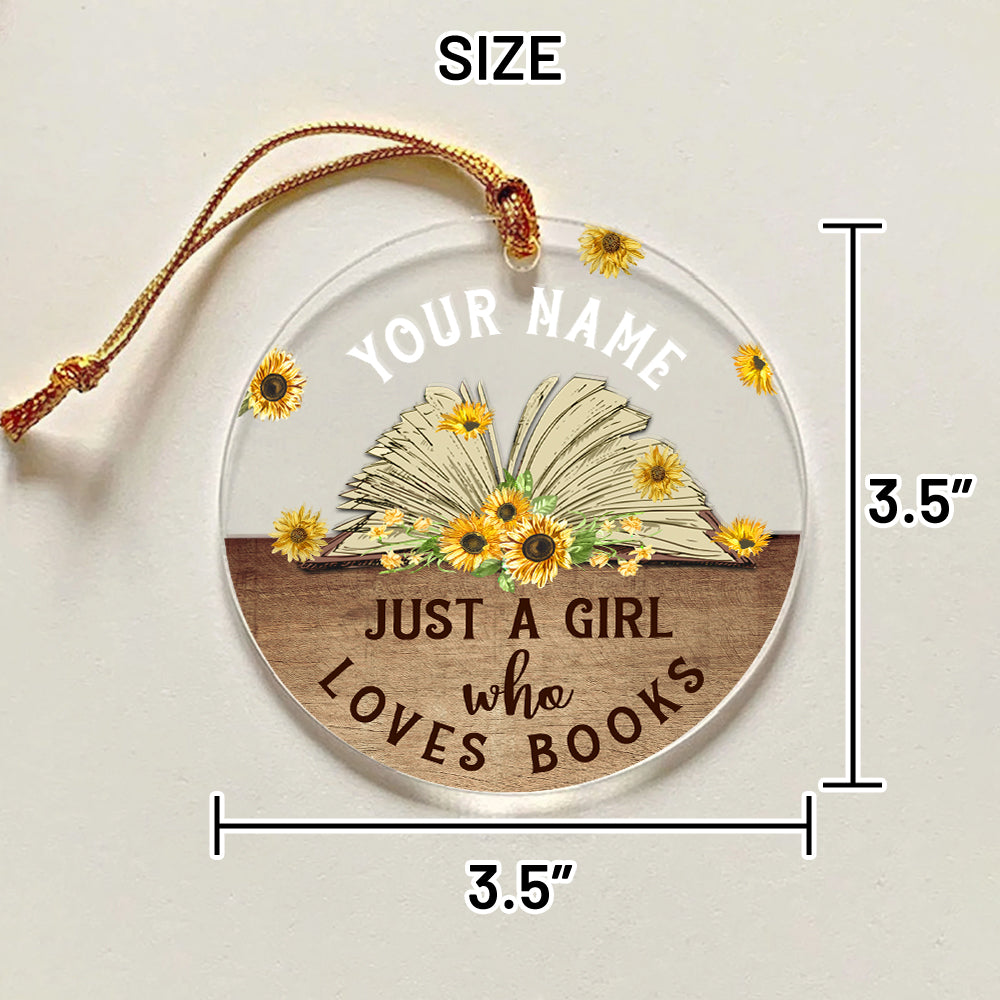 MeMate Personalized Book Ornaments, Custom Name Book Lovers Ornament, Booklovers Ornament for Girl, Books Christmas Ornaments Keepsake Decoration for Book Club Family Friends, Transparent Ornament