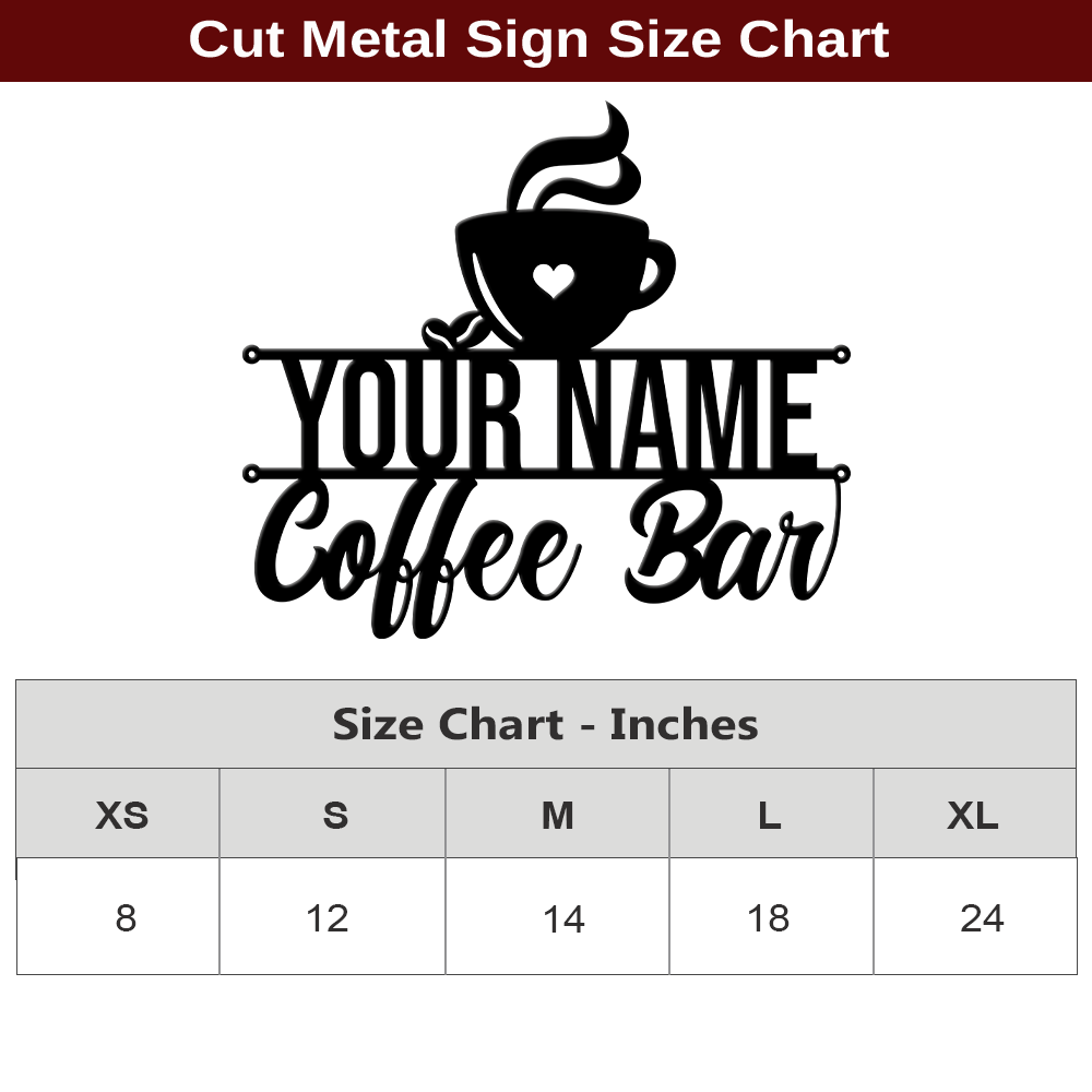 MeMate Coffee Bar Sign for Bar Decoration, Outdoor Bar Decor, Personalized Metal Sign for Coffee & Bar, Custom Name Signs for Coffee Bar, Large Metal Sign for Outside, Home Bar Gifts
