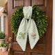 Pink Flowers Wreath Sash for Front Door, Embroidered Flower Wreath Sash 54x5 Inch, Personalized Initial Monogram Sash Front Door Decor, Bow Wreath Sashes for Family Friends