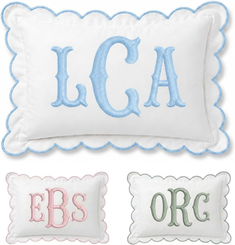 Monogram Pillow Cover, Personalized Initials Name Pillowcase, Embroidered Pillow Covers, Custom Monogrammed Baby Pillows, Nursery Decorations Couch Bed Room Pillow Case Gifts for Kids Boy Girls - Design White - Image 1
