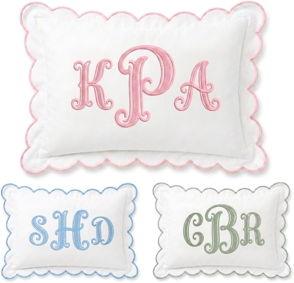 Monogram Pillow Cover, Embroidered Pillow Covers, Personalized Initials Name Pillowcase, Custom Monogrammed Baby Pillows, Couch Bed Room Pillow Case Gifts for Kids Boy Girls, Nursery Decorations - Design 04 - Image 1