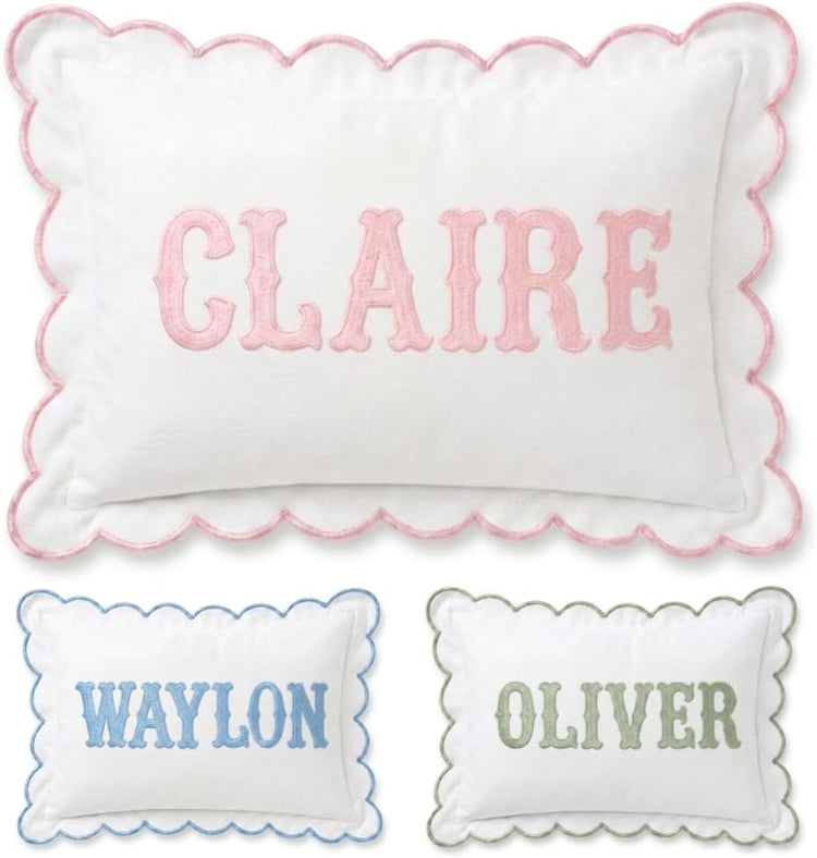 Personalized Monogram Pillow Cover, Custom Embroidered Pillow Covers, Initials Name Pillowcase, Kid's Name Baby Pillows, Couch Bed Room Pillow Gifts for Kids Boy Girls, Nursery Decoration - Design 14 - Image 1