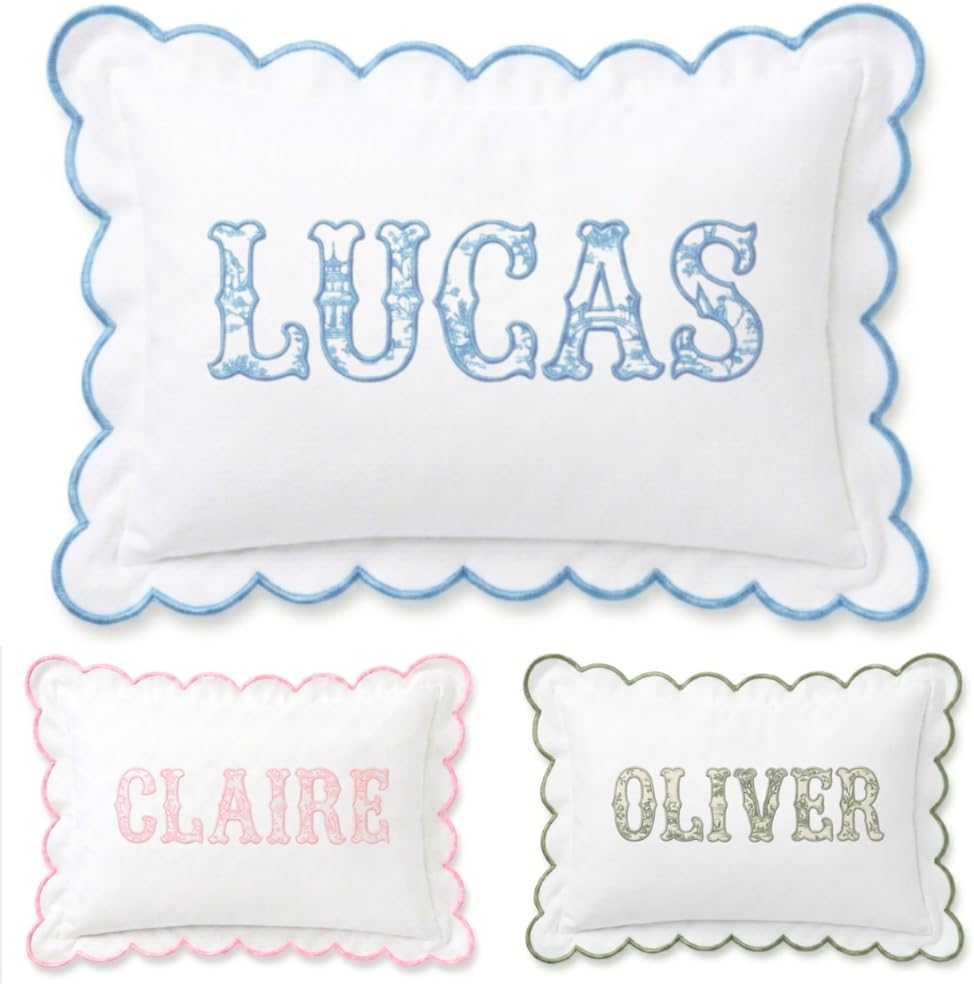 Monogram Pillow Covers, Custom Embroidered Pillow Covers, Personalized Name Pillow Cover, Initials Pillowcase, Baby Pillows, Couch Bed Room Pillow Gifts for Kids Boy Girls, Nursery Decoration - Design 16 - Image 1