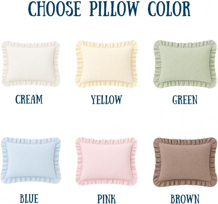 Monogram Pillow Covers, Personalized Name Muslin Pillow Cover, Ruffle Baby Pillows, Custom Embroidered Pillow Covers, Initials Pillowcase, Couch Bed Room Pillow Gifts for Kids Boy Girls Nursery Decor - Design 26 - Image 2