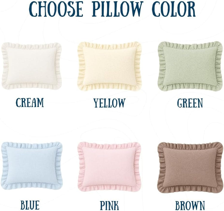 Personalized Name Muslin Pillow Cover, Ruffle Baby Pillows, Monogram Pillow Covers, Custom Embroidered Pillow Covers, Initials Pillowcase, Couch Bed Room Pillow Gifts for Kids Boy Girls Nursery Decor - Design 26 - Image 2