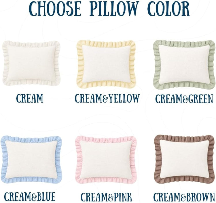 Muslin Pillow Cover, Monogram Pillow Covers, Custom Embroidered Pillow Covers, Personalized Name Ruffle Baby Pillows, Initials Pillowcase, Couch Bed Room Pillow Gifts for Kids Boy Girls Nursery Decor - Design 30 - Image 2